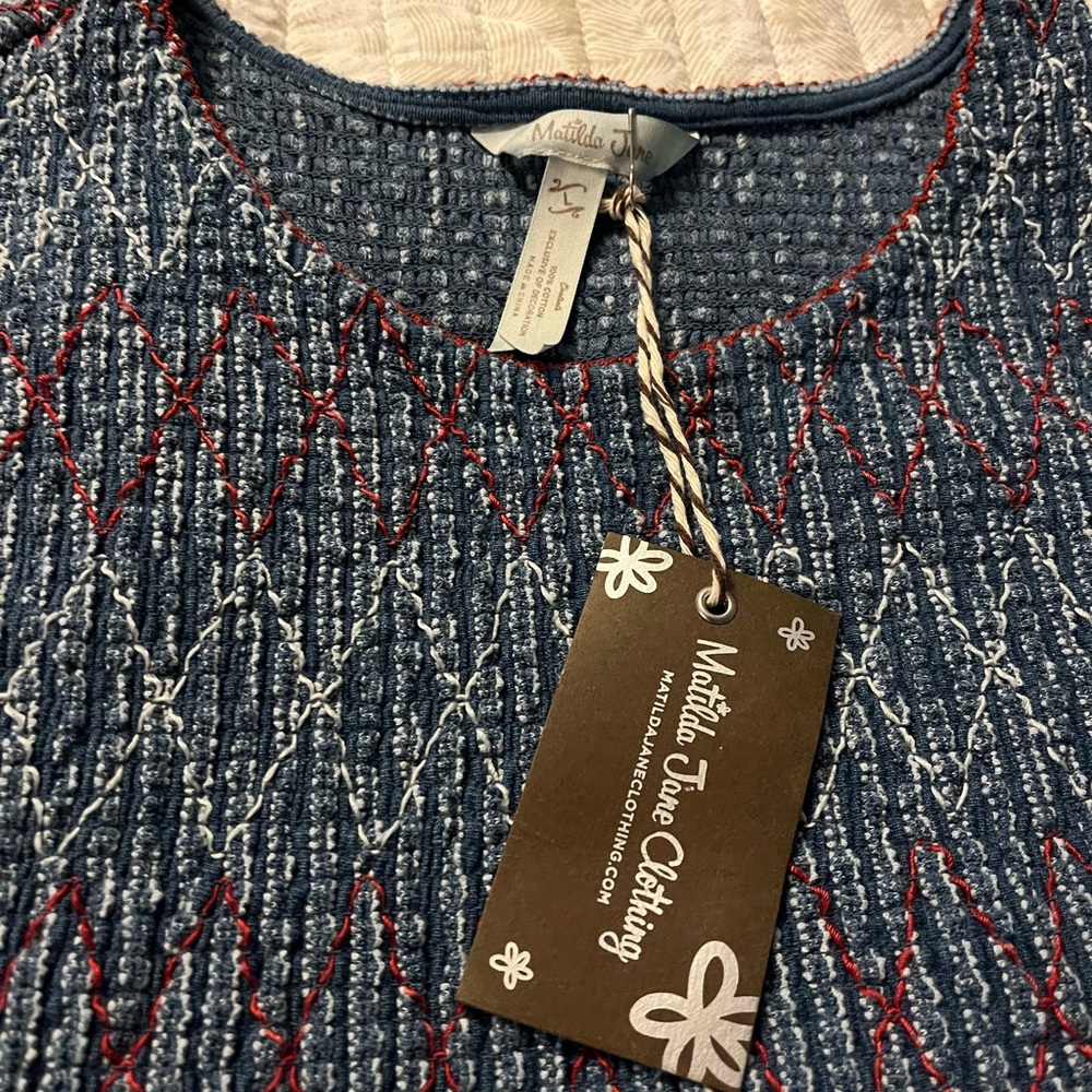 Matilda Jane Blue Smocked Peplum Tank Top NEW with tags - Picture 2 of 4
